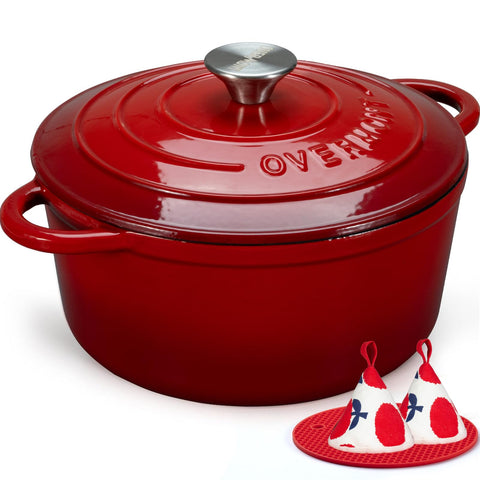 Overmont Olla esmaltada 5.5QT: vista general para cocción estable y duradera.