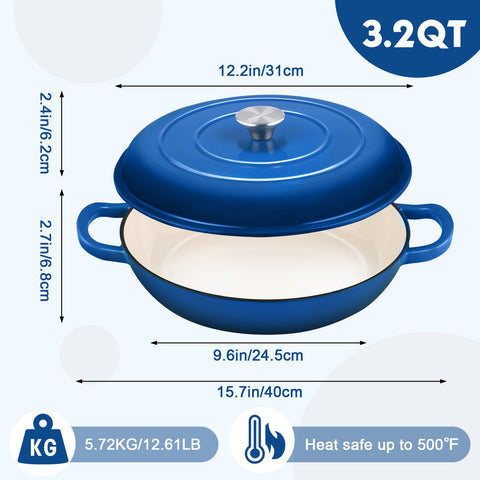 Olla Overmont apta para horno hasta 500°F para terminar platos.