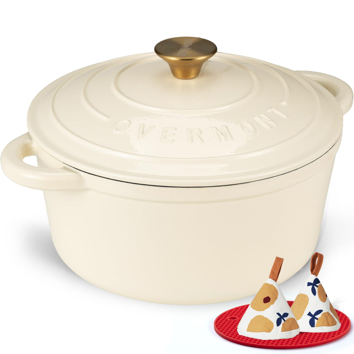 Olla Overmont esmaltada de 4.5qt para cocción uniforme en la cocina diaria.