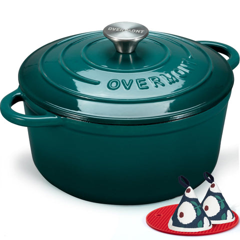 Overmont olla esmaltada 4.5 cuartos con tapa para guisos jugosos