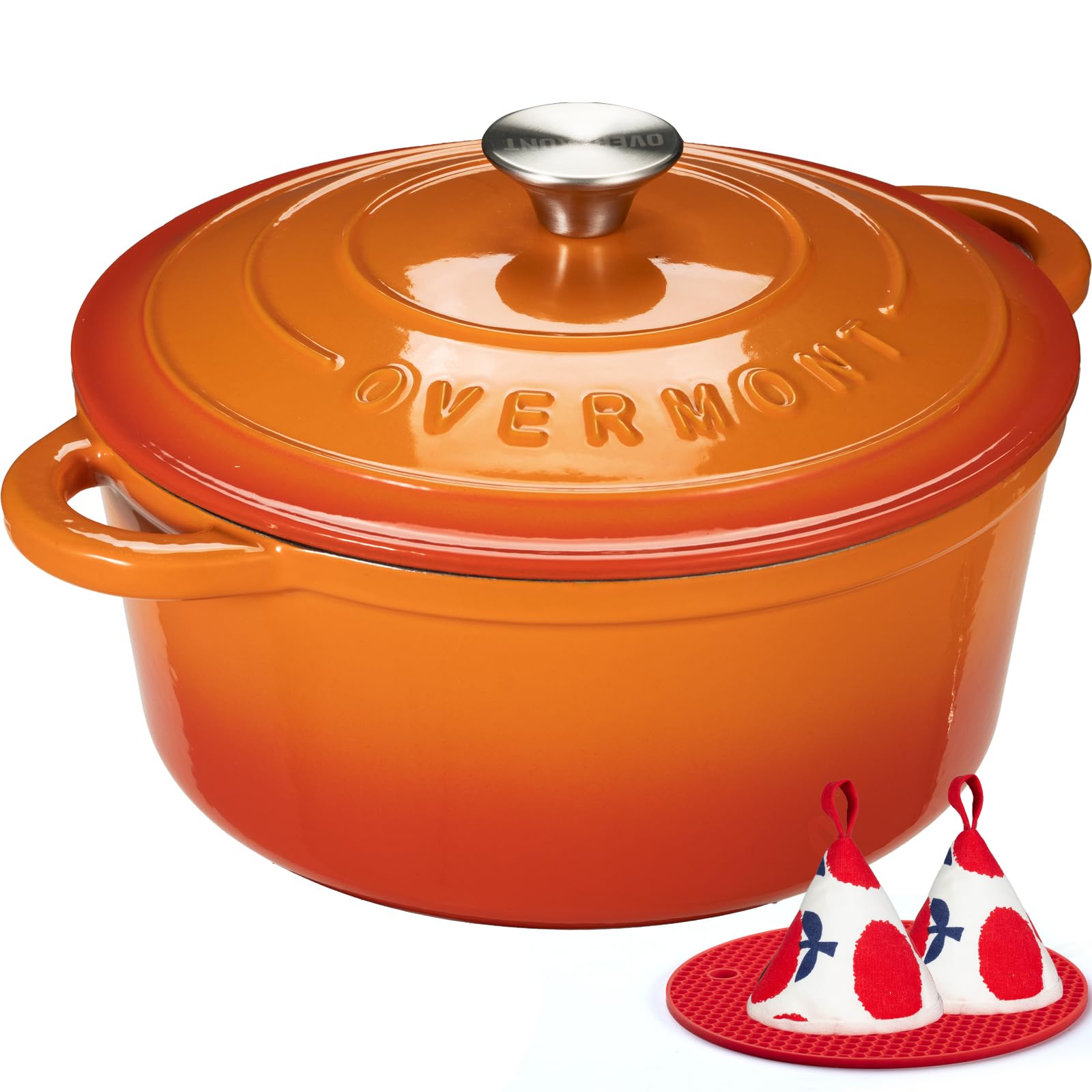 Overmont Olla esmaltada 7QT con tapa para guisos jugosos.