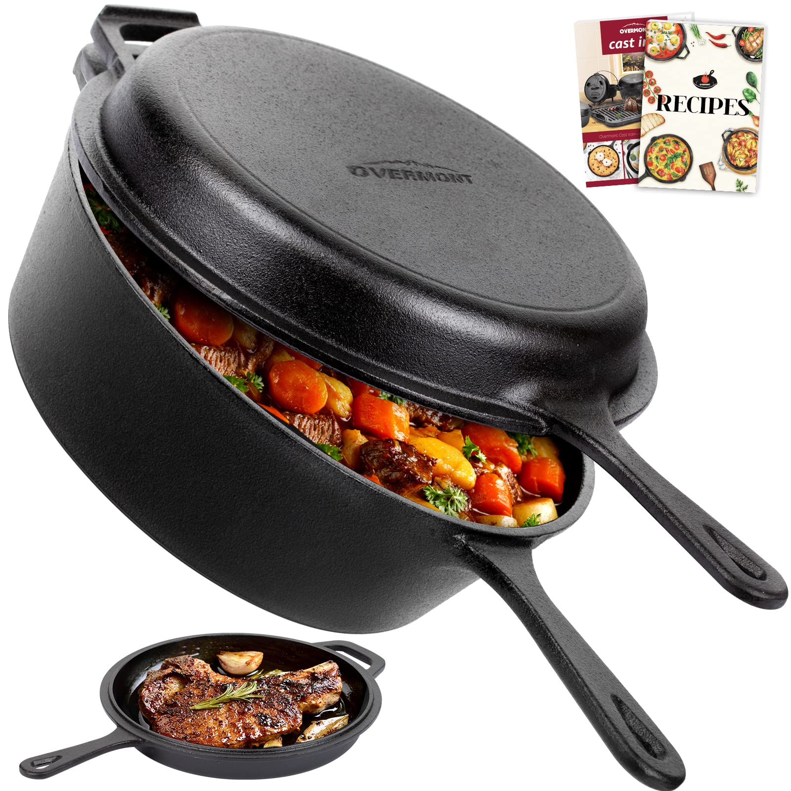 Olla de Overmont con tapa 2 en 1 para cocinar en casa y al aire libre