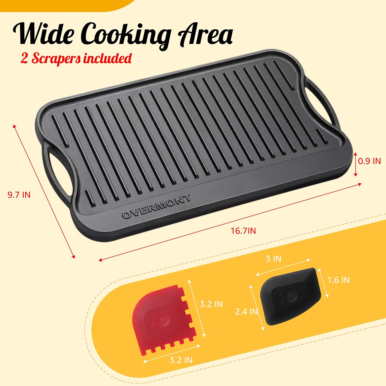 Plancha duradera Overmont para uso prolongado con cuidado adecuado.