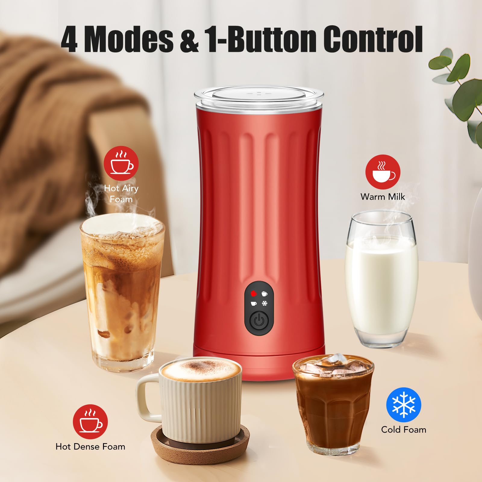Ovetedot espumador de leche con control de temperatura para espuma perfecta