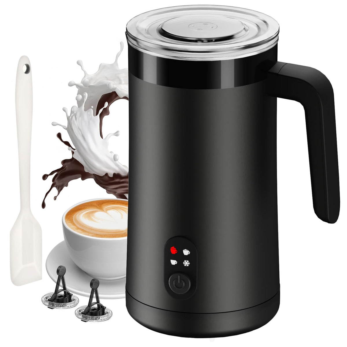 El espumador de leche Ovetedot 4-en-1 crea espuma ideal para latte y cappuccino.