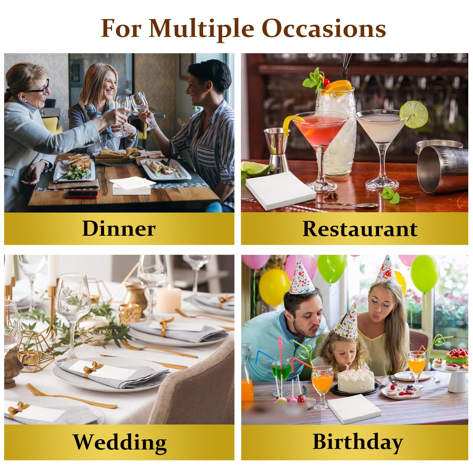 Ovlospa servilletas versátiles para cócteles, banquetes, bodas y oficina.