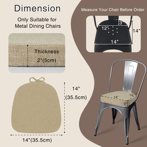Almohadillas OVOV para sillas de comedor con lazos y funda lavable para uso diario.