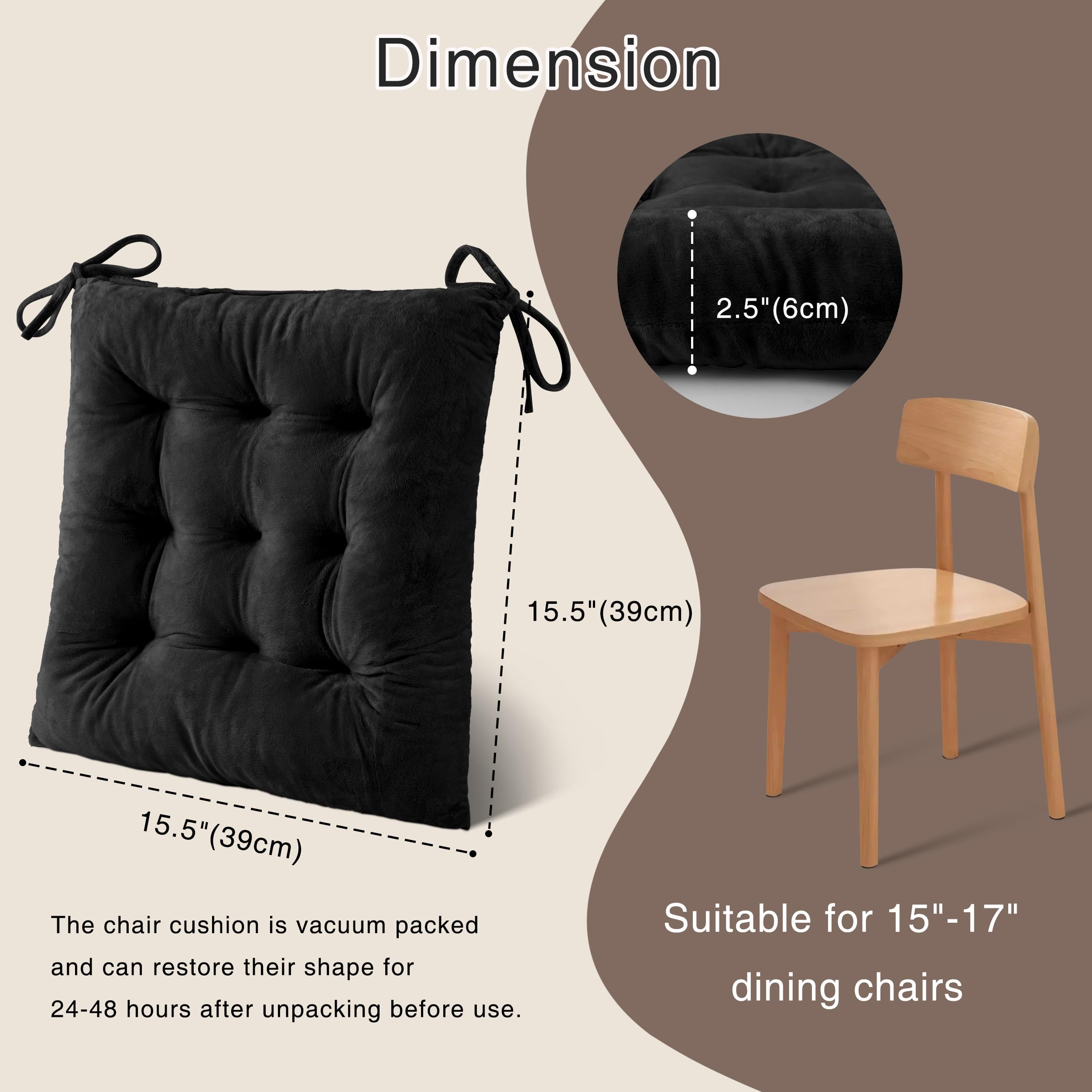 Cojín OVOV para silla de cocina negro, fijación antideslizante para mayor seguridad.