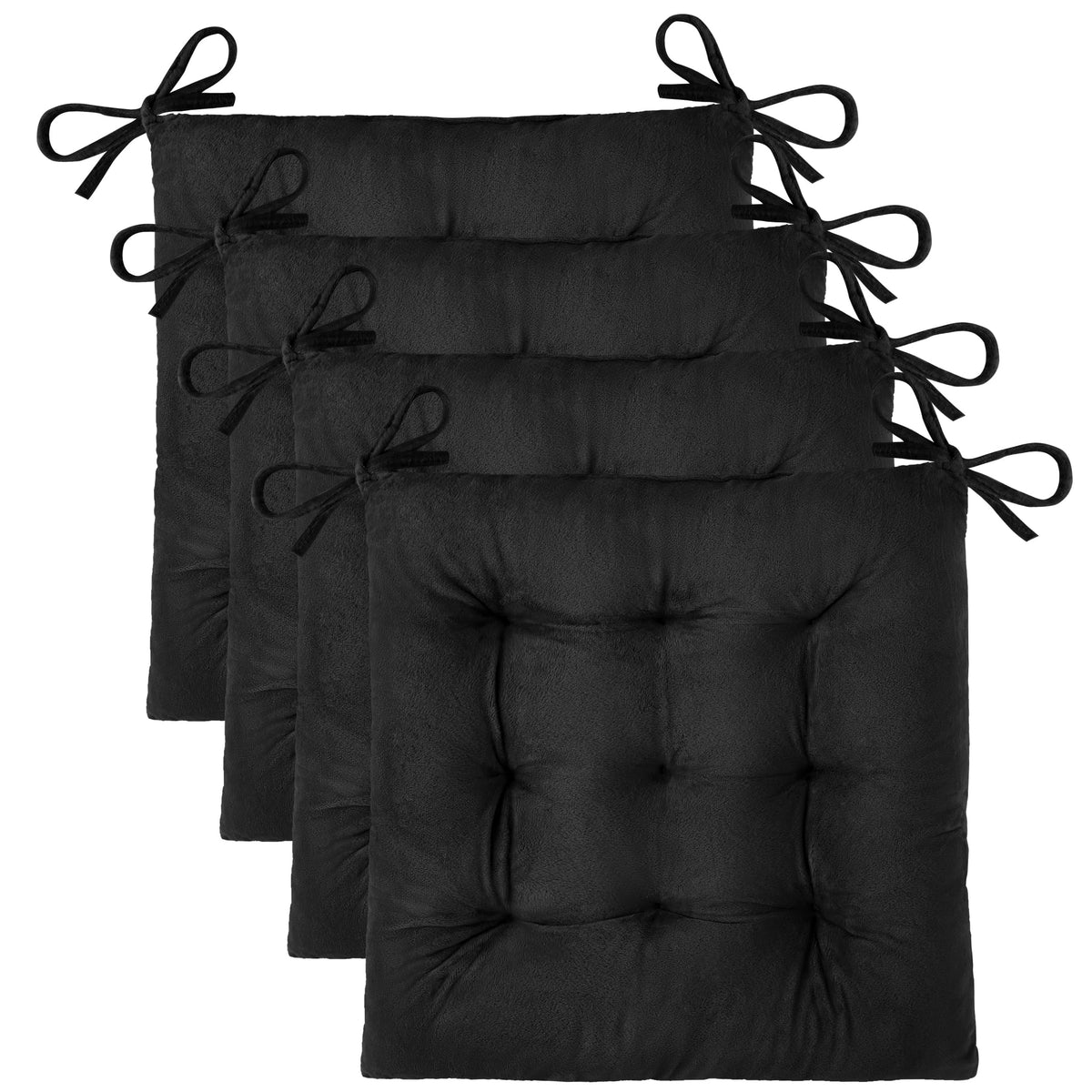 Cojín OVOV para silla de comedor negro, confort suave para comidas largas.