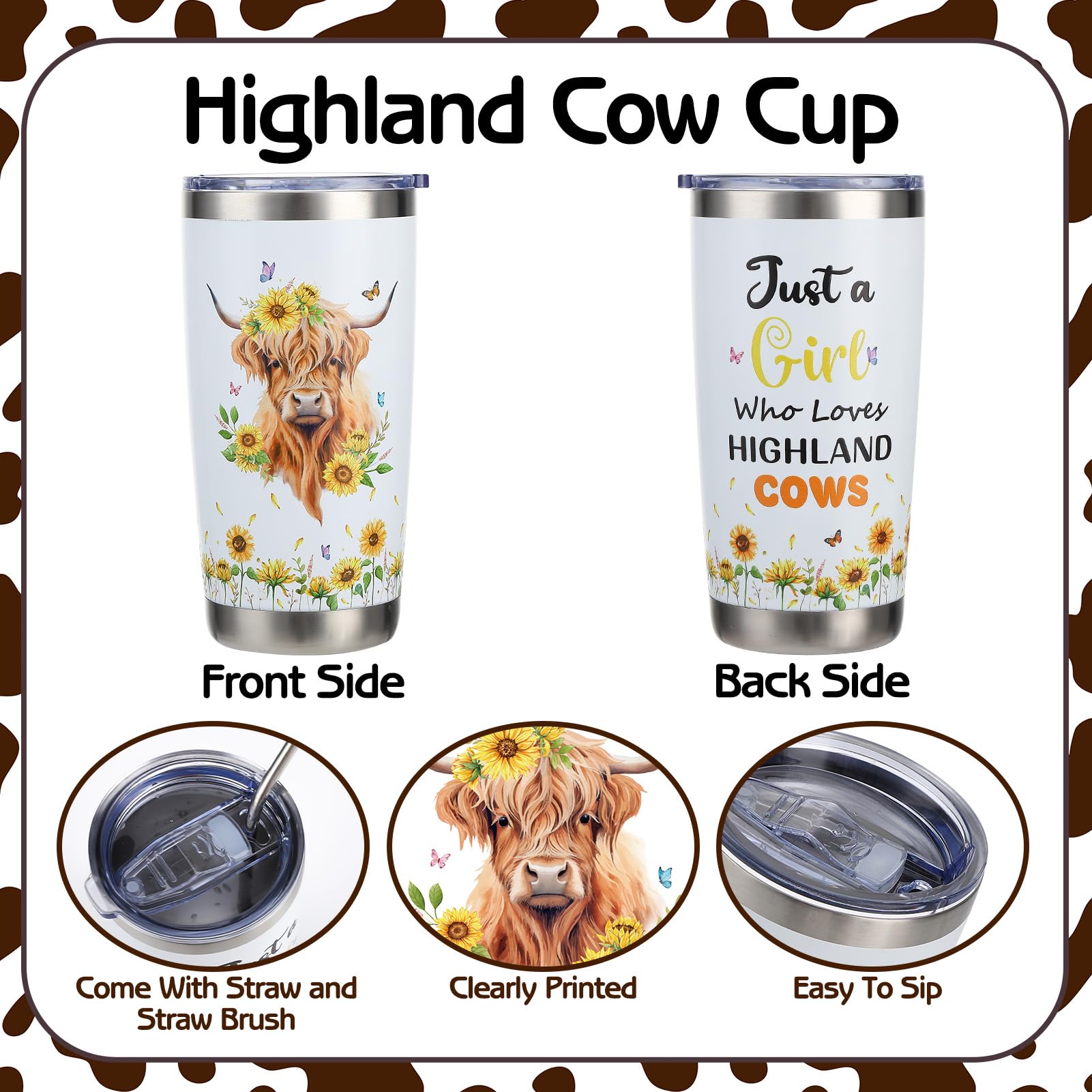 Estuche de maquillaje Ovveroche Highland Cow, compacto y fácil de transportar.