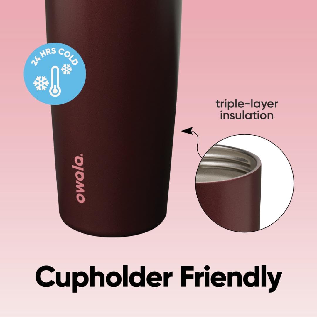 Owala FreeSip Sway con asa en mano que facilita transporte cómodo y seguro