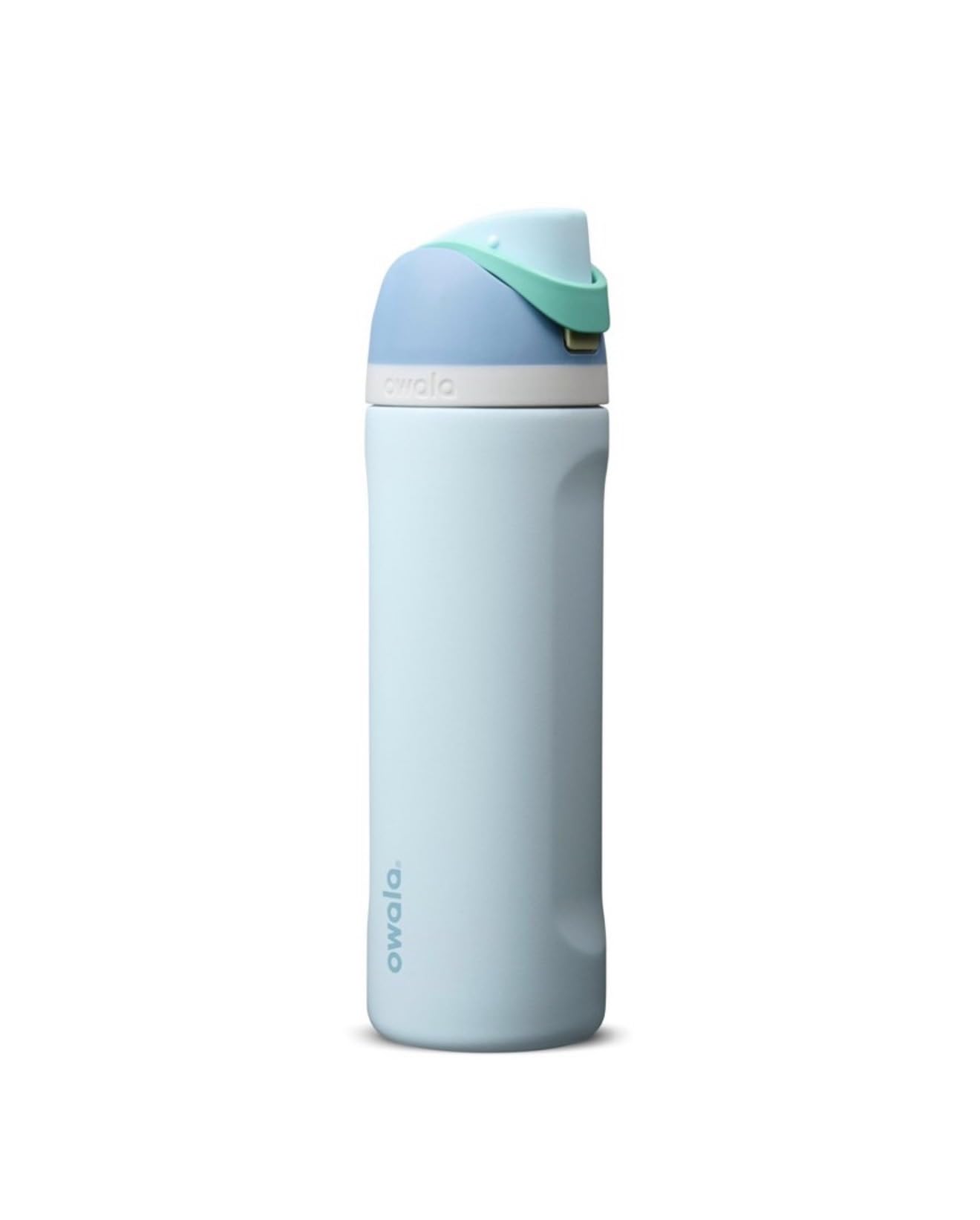 Owala FreeSip vista frontal en Bluebird, diseño elegante y portátil