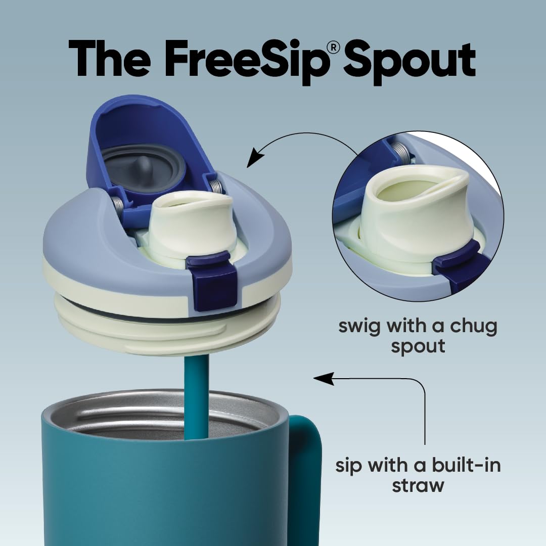 Owala FreeSip detalle de la boquilla FreeSip para beber cómodo y limpio