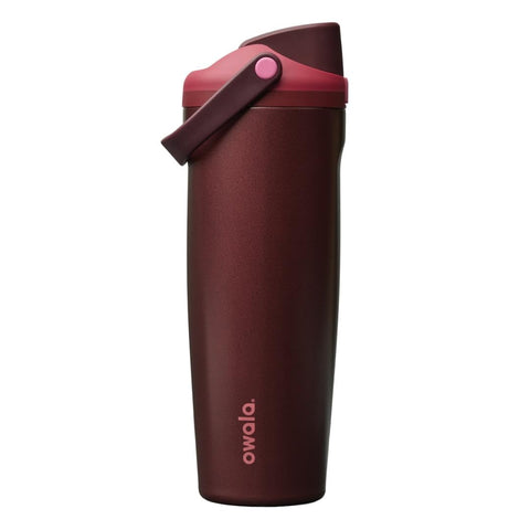 Owala FreeSip Sway vista frontal color Black Cherry que muestra capacidad y estilo