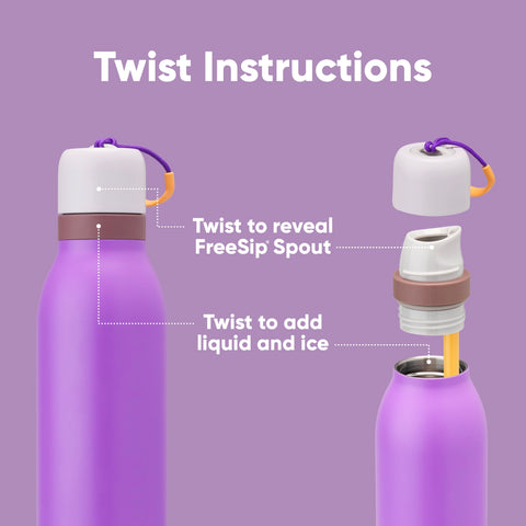 Primer plano de la boquilla FreeSip Owala mostrando los dos modos de beber