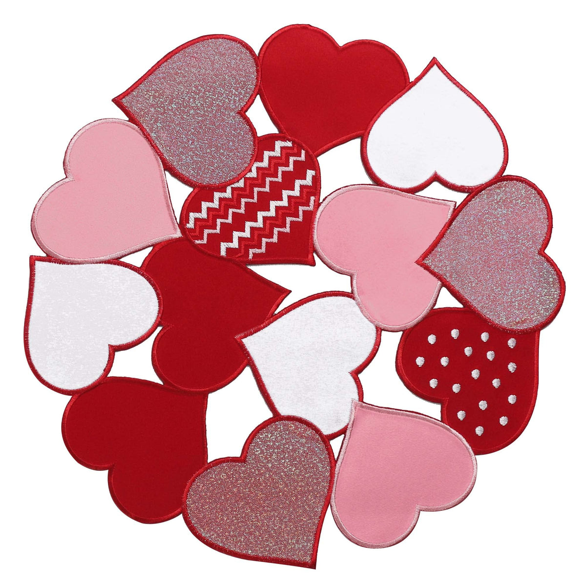 OWENIE salvamanteles redondo con corazón bordado rojo, toque romántico para la mesa.