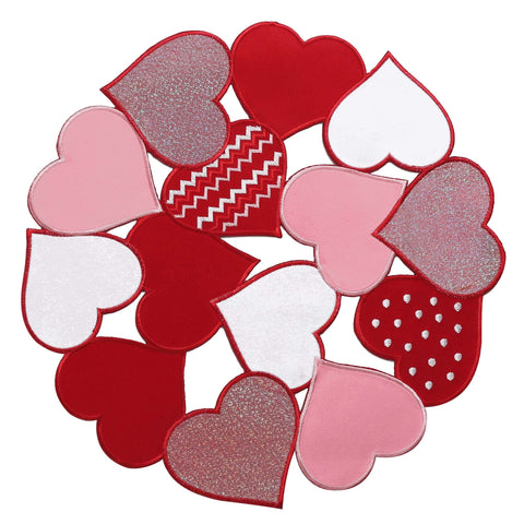 OWENIE salvamanteles redondo con corazón bordado rojo, toque romántico para la mesa.