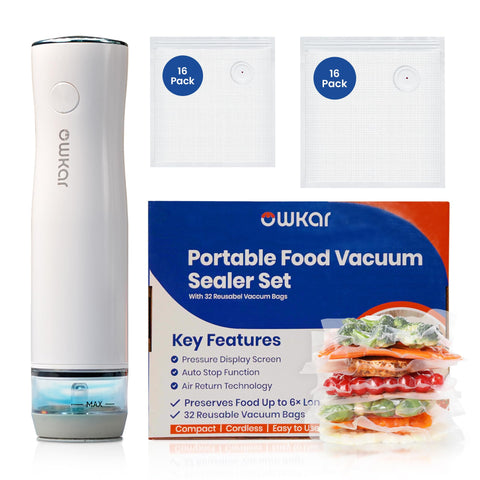 OWKAR sellador inalámbrico para alimentos, sellado rápido y seguro para conservar frescura.
