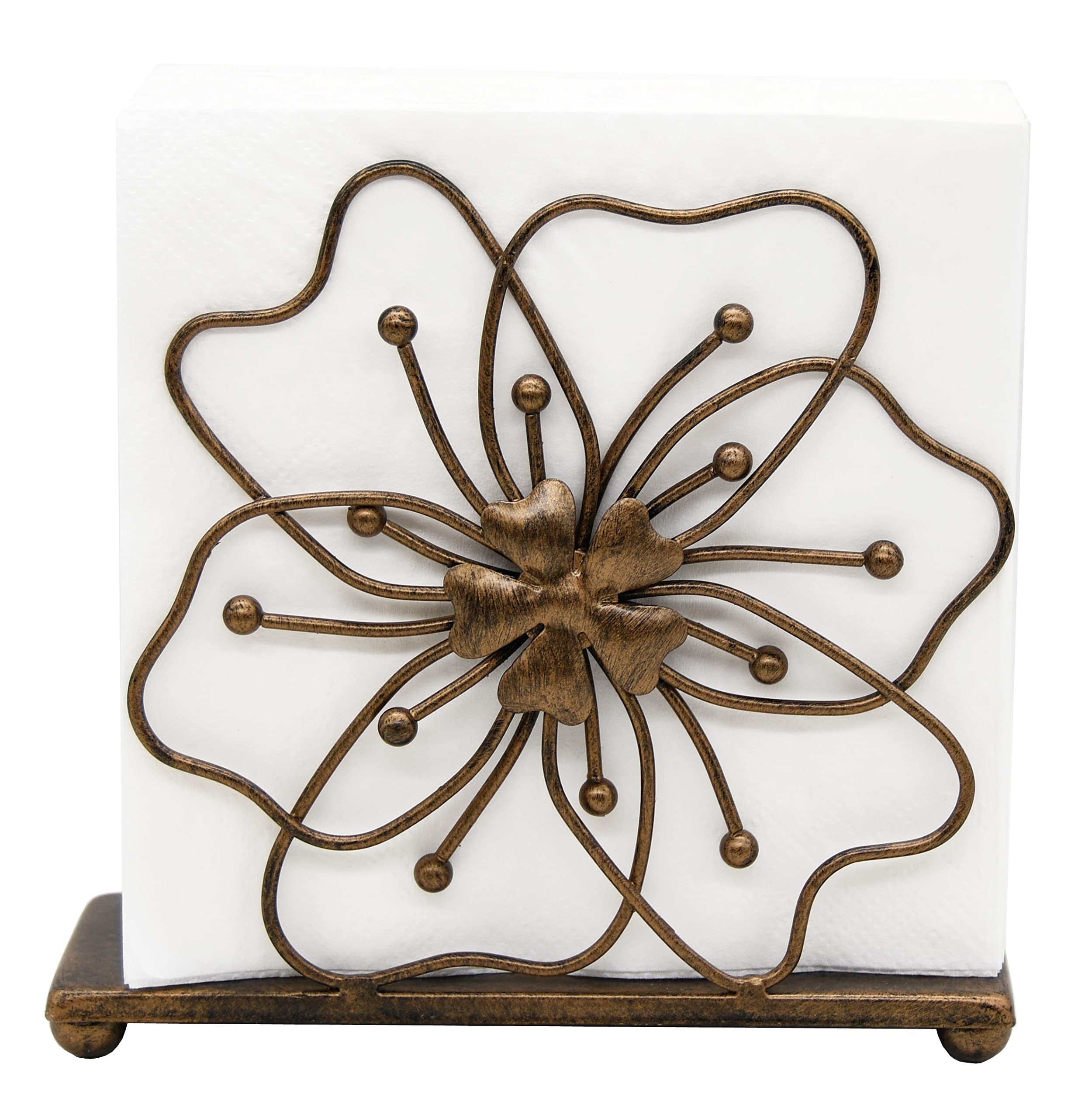 Owlgift porta-servilletas bronce estilo flor, ideal para mesa en casa.