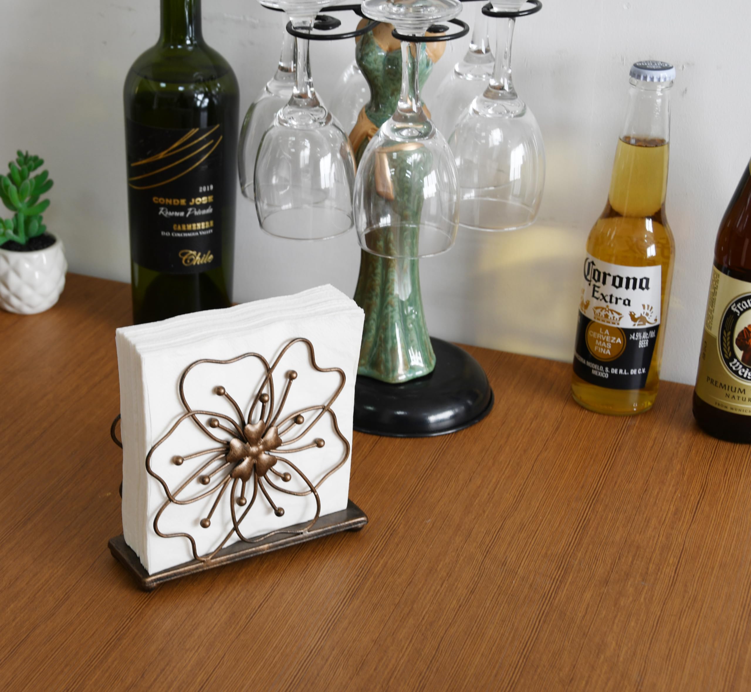 Owlgift porta-servilletas bronce para uso en hotel y comedor.