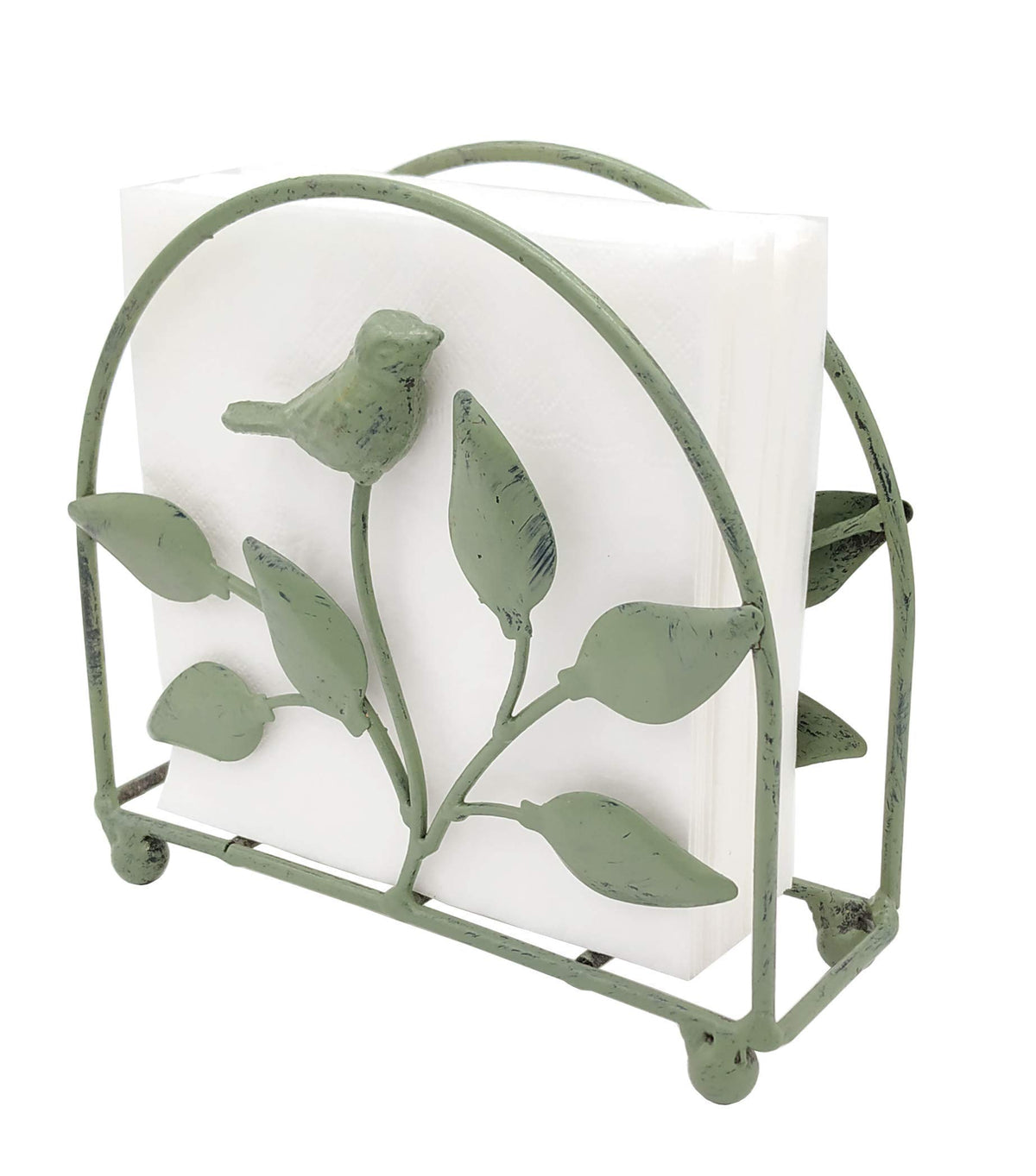 Owlgift porta-servilletas de hierro forjado con pájaro y hojas, ideal para decoración de mesa.