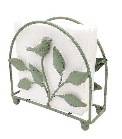 Owlgift porta-servilletas de hierro forjado con pájaro y hojas, ideal para decoración de mesa.