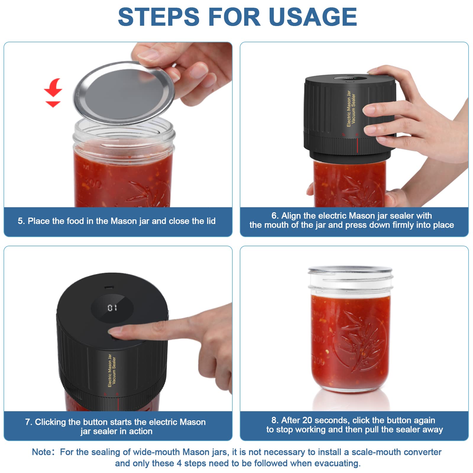 OXLIMKEE kit vacio Mason con tapas, listo para almacenamiento seguro.