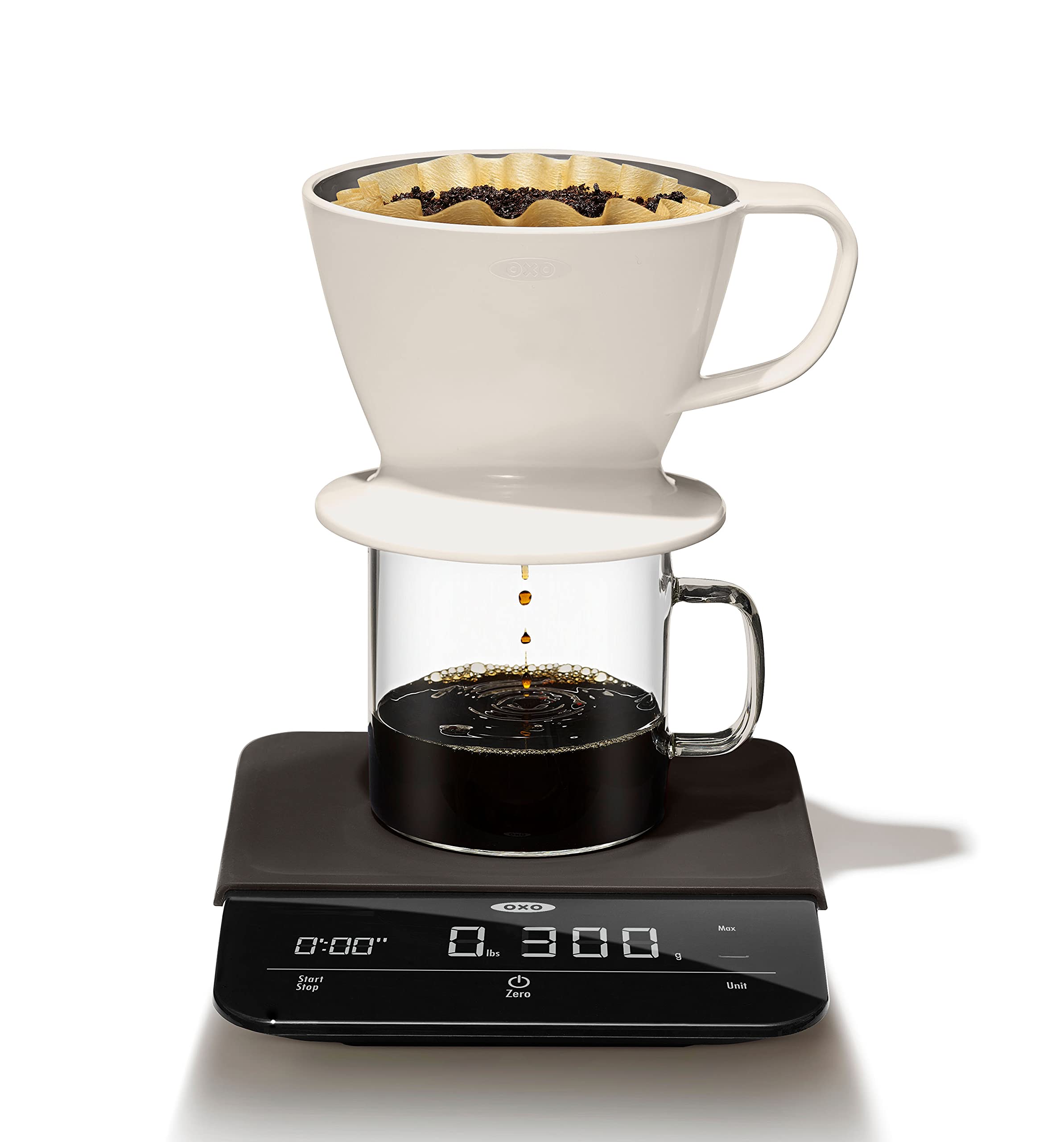 Función tara automática de OXO Brew para añadir ingredientes.