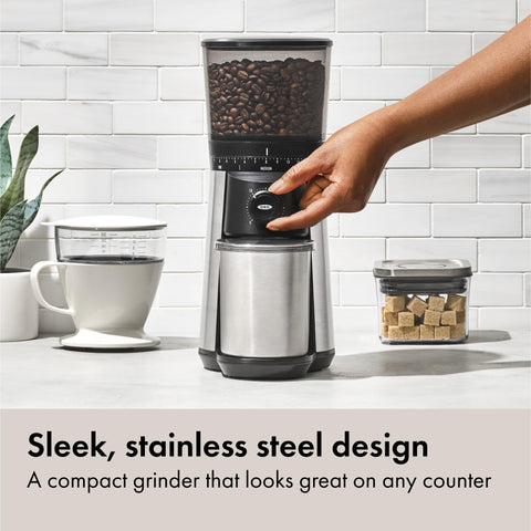 OXO Brew molinillo contenedor antiestático mantiene la cocina limpia.