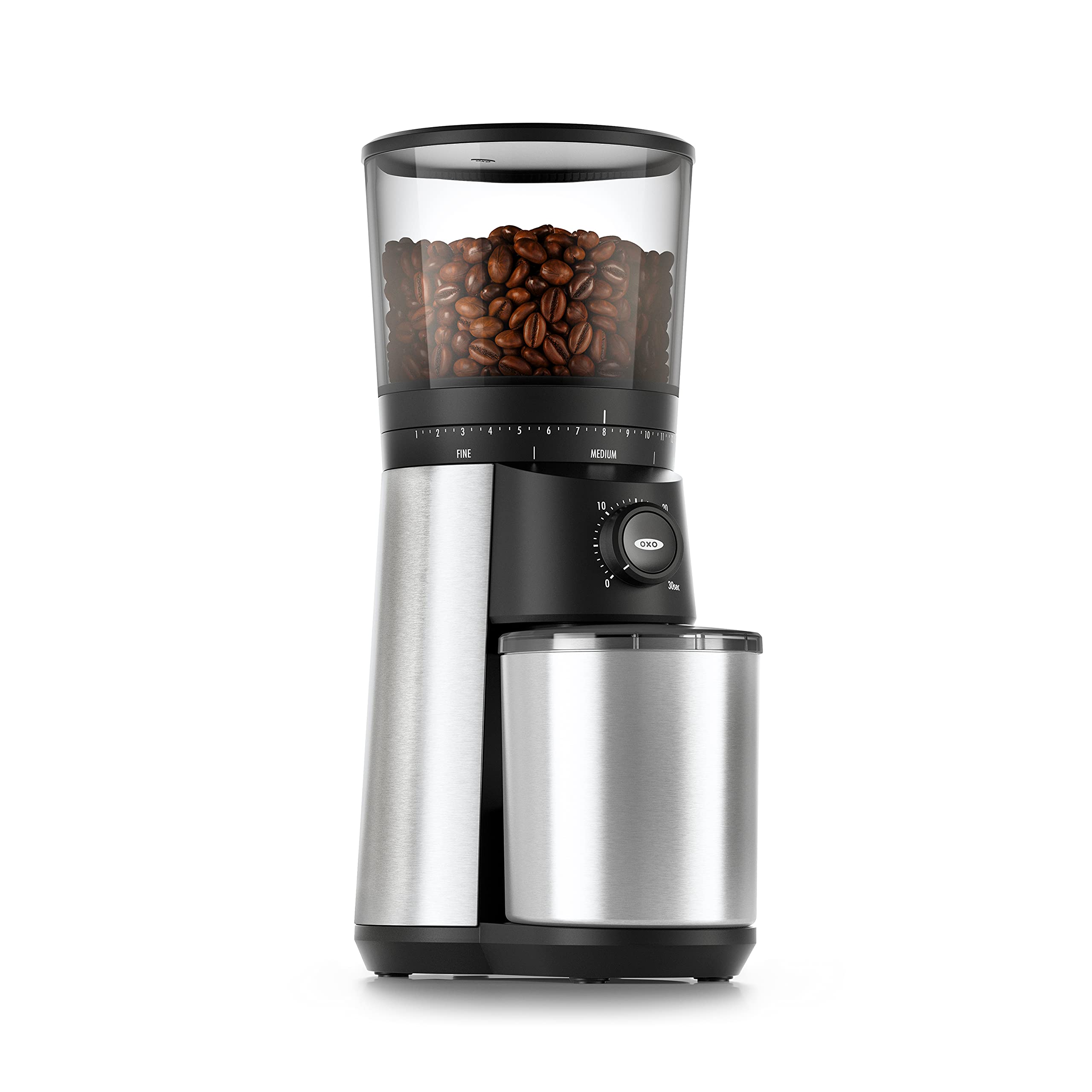 OXO Brew molinillo de café con muelas cónicas para molienda uniforme.