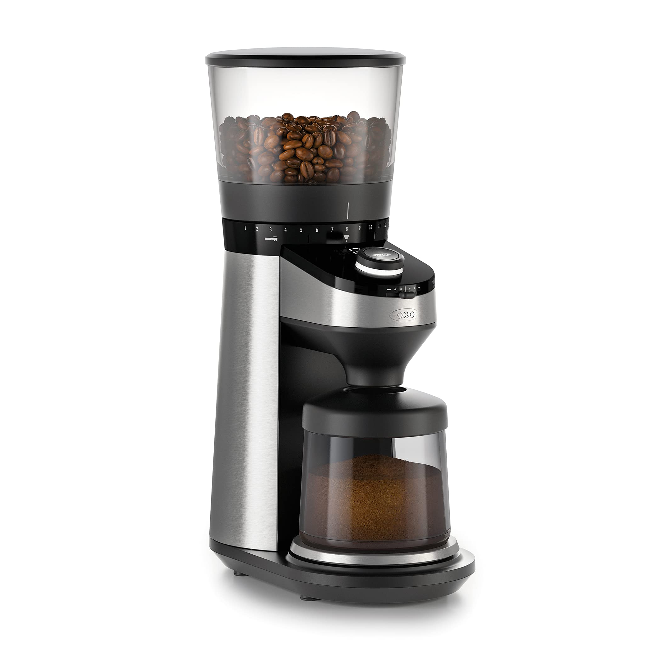 OXO Brew: molino cónico con escala integrada para dosis precisas en cada molienda