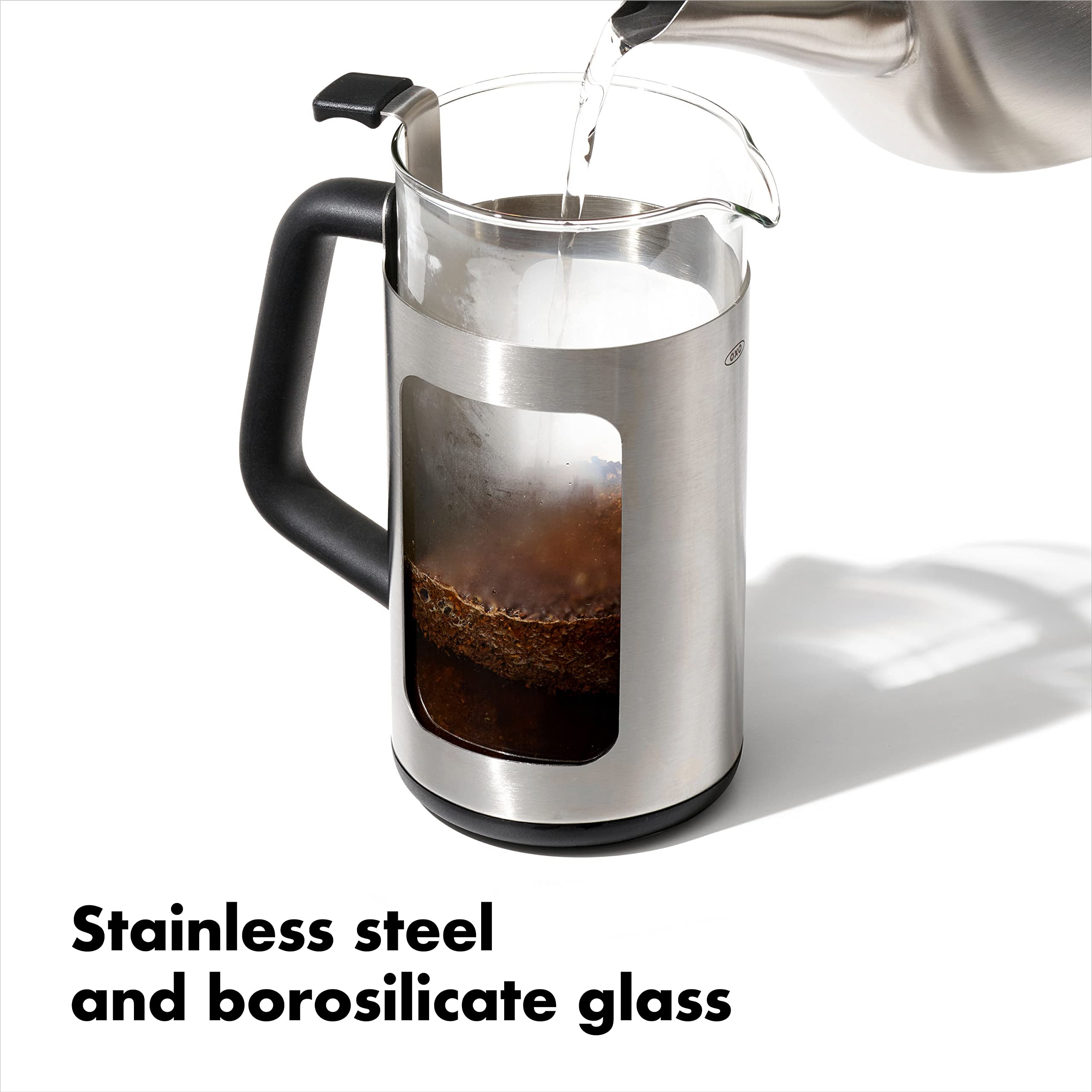 OXO Brew Prensa Francesa exterior de acero ofrece durabilidad.
