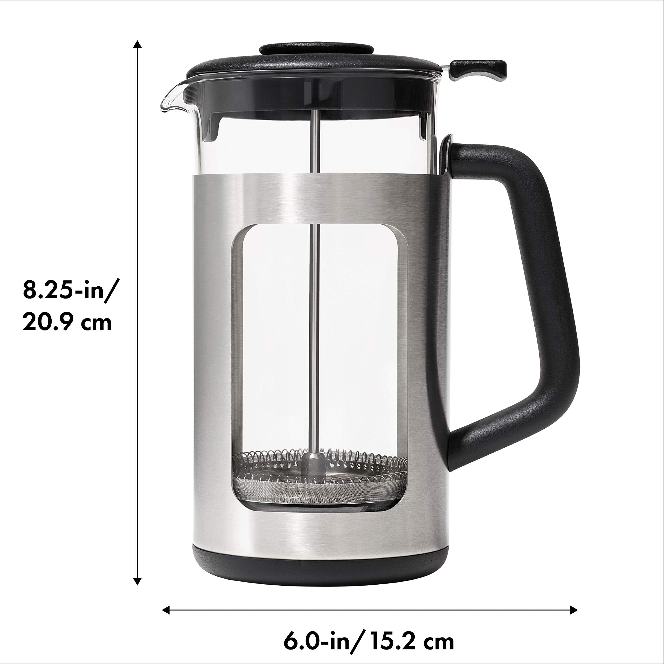 OXO Brew Prensa Francesa levantador de residuos facilita la limpieza.