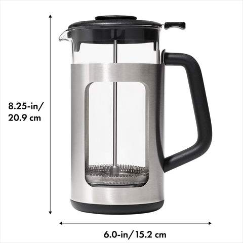 OXO Brew Prensa Francesa levantador de residuos facilita la limpieza.