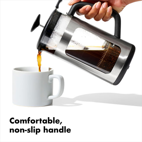 OXO Brew Prensa Francesa pomo del émbolo cómodo al verter.