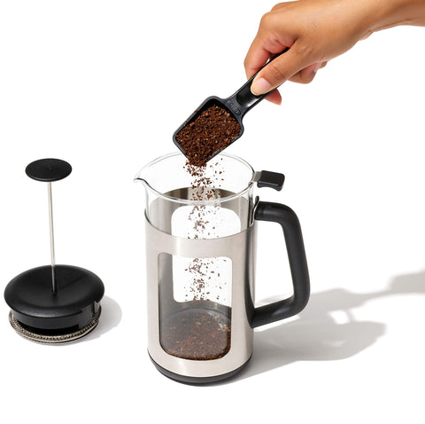 OXO Brew Prensa Francesa sistema de filtración fácil de limpiar.