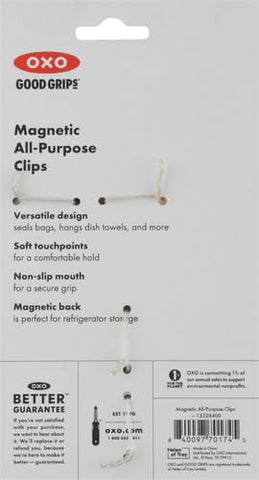 OXO Clips Magnéticos sellan aperitivos de forma segura.