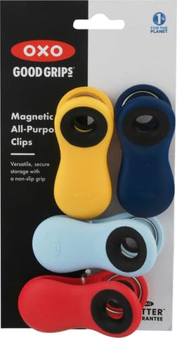 OXO Clips Magnéticos cierran bolsas para conservar alimentos.