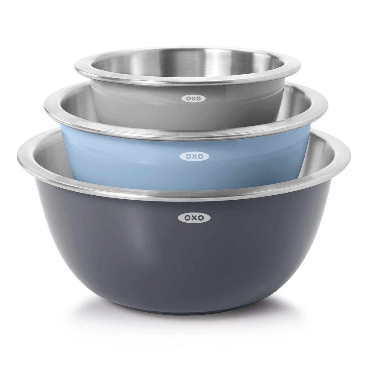 Tazones de mezcla OXO 1,5 qt con interior cepillado que ayuda a mantener la temperatura para enfriar o marinar.