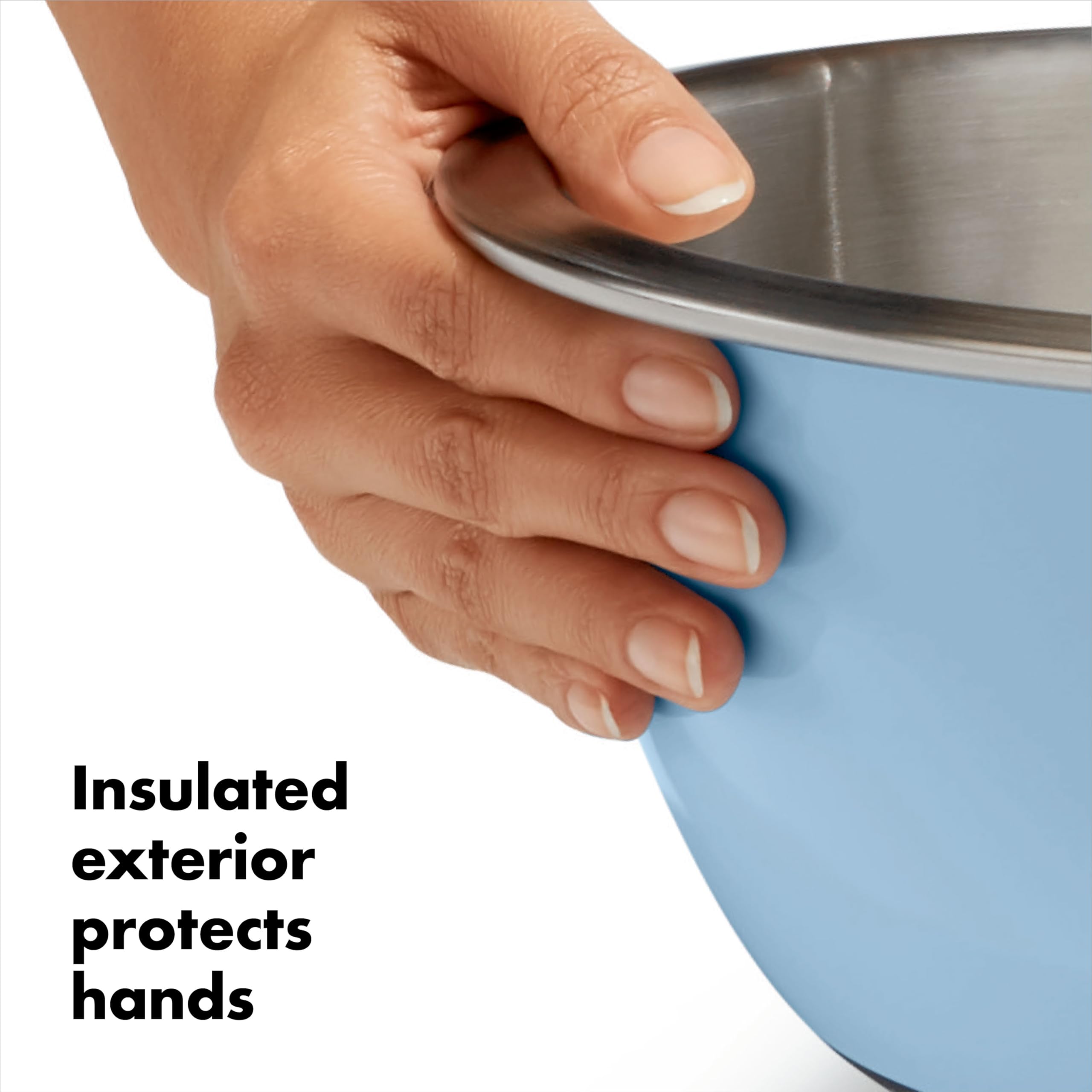 Tazón OXO de 5 qt, ideal para doblar recetas y manejar grandes cantidades.