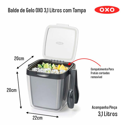 OXO cubo de hielo de doble pared con tapa traslúcida visible