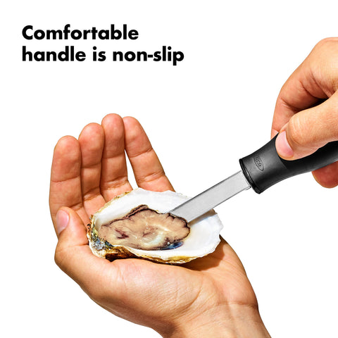 Mango antideslizante para un manejo estable al abrir ostras.