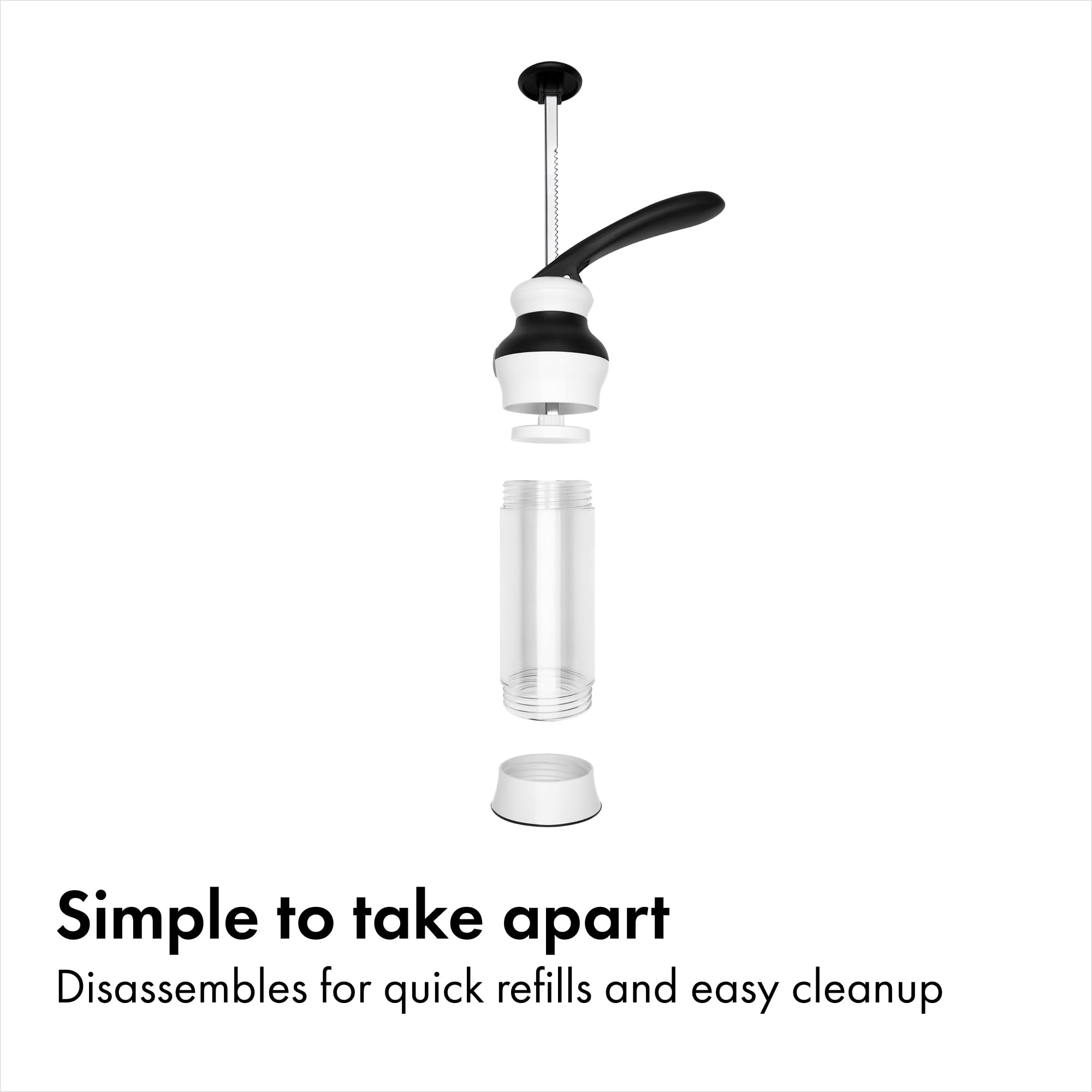 Cuerpo translúcido de OXO Good Grips para ver la masa restante