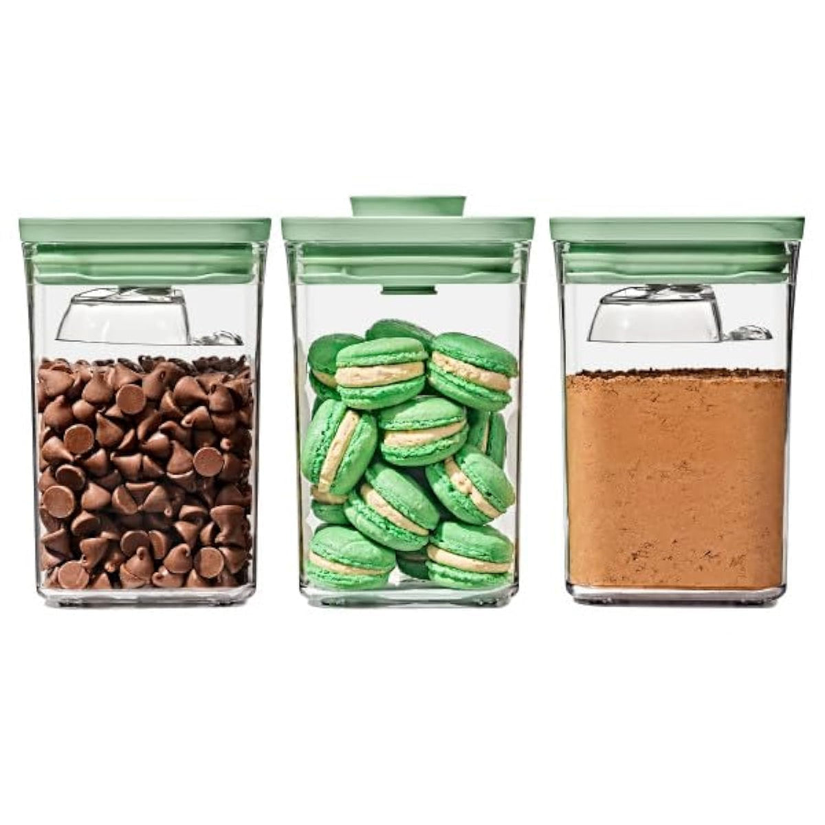 OXO Good Grips: conjunto de contenedores pistachio 1 qt para despensa ordenada.