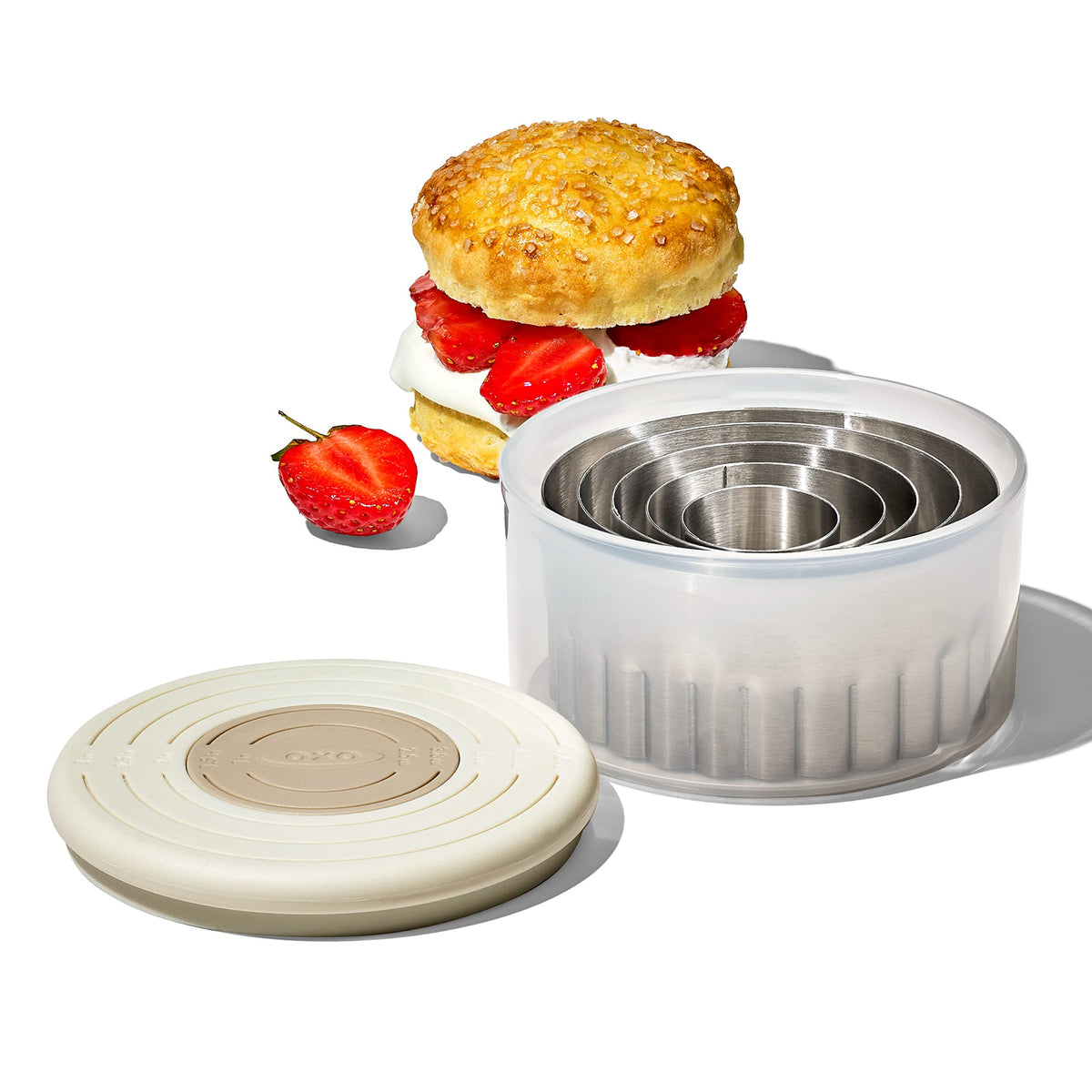 Cortador 1 pulgada plano de OXO Good Grips para galletas uniformes.
