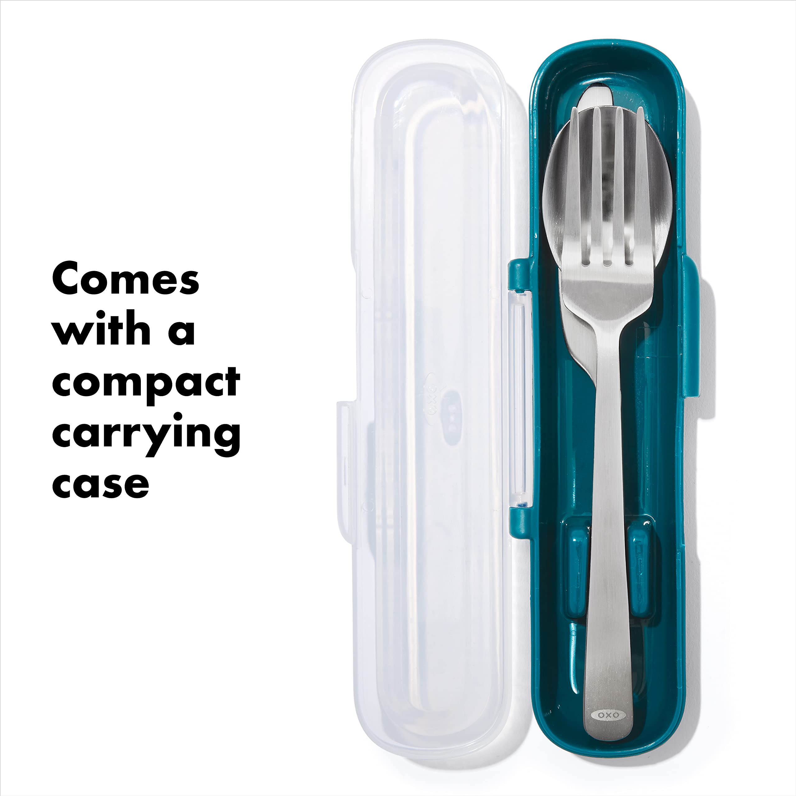 Diseño compacto OXO Good Grips para transporte diario en bolso.