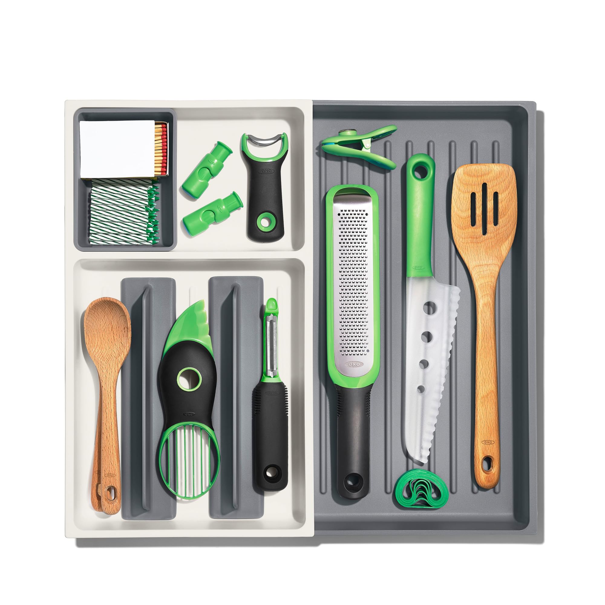 OXO Good Grips cajón con divisores ajustables para organizar herramientas.