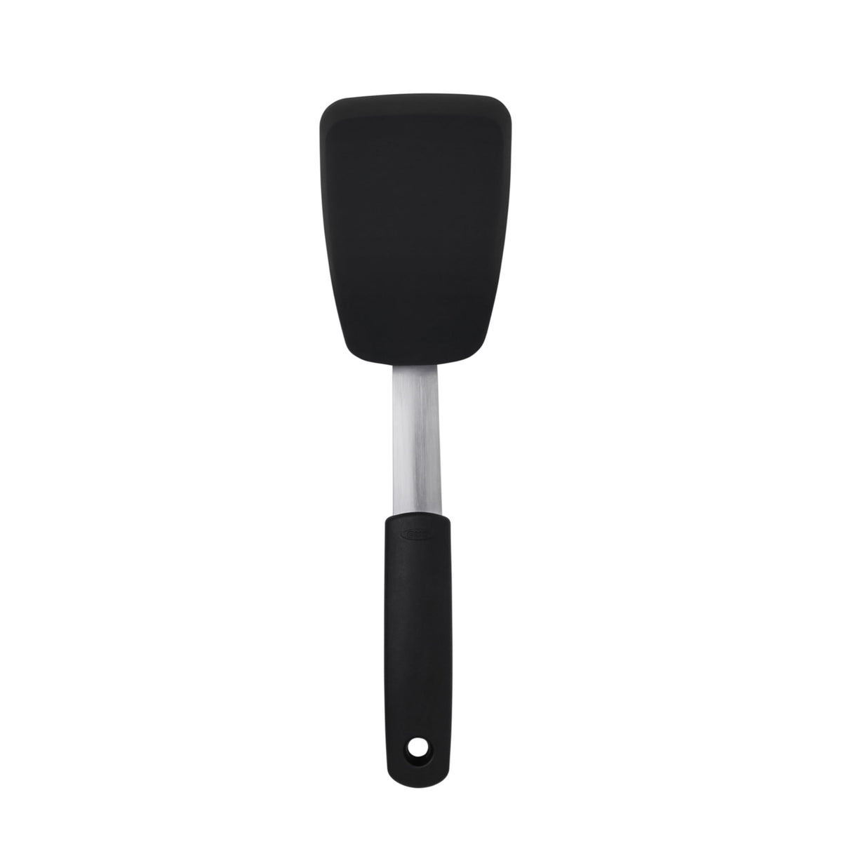 Espátula de silicona flexible de OXO Good Grips para deslizar bajo alimentos delicados.
