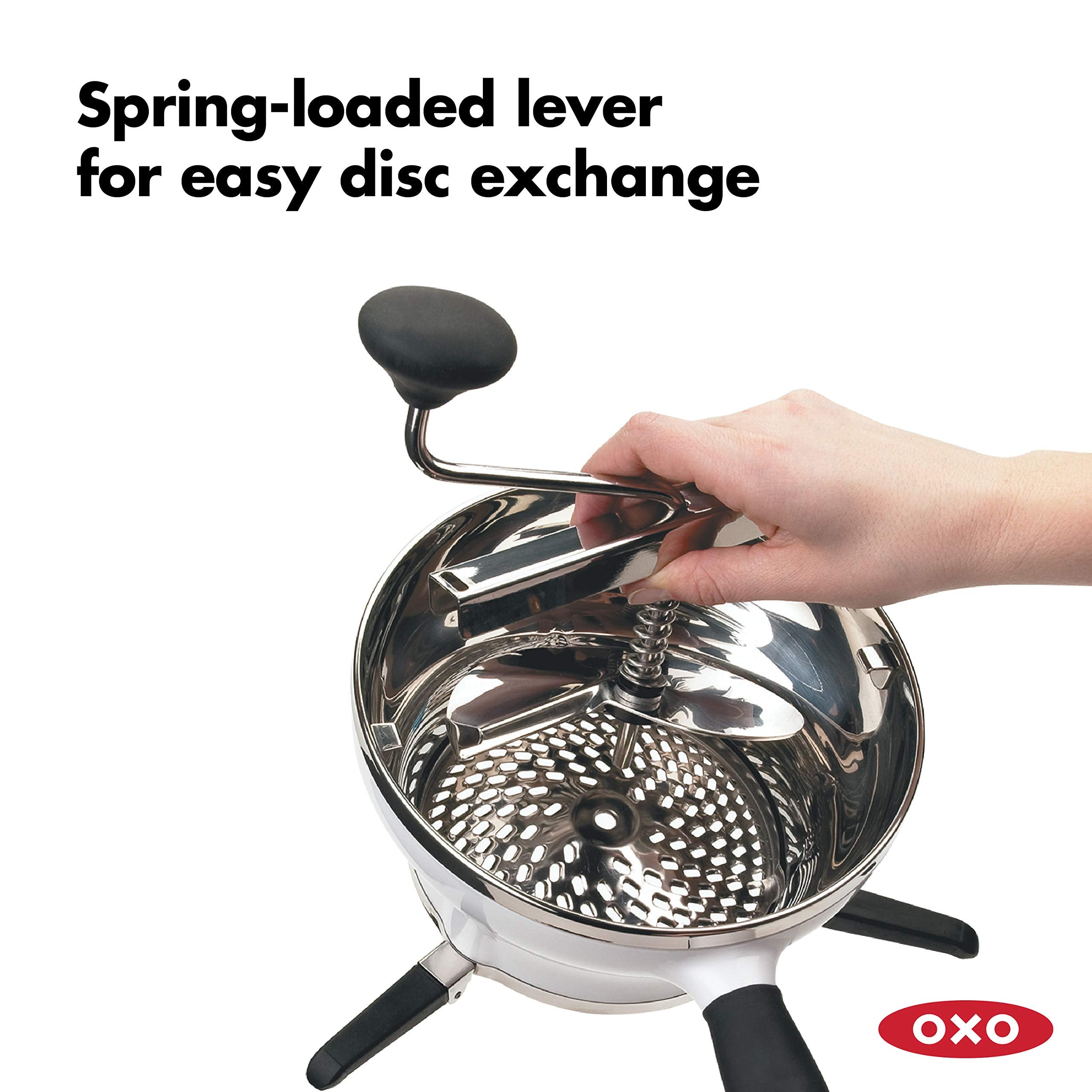 OXO Good Grips Food Mill apto para lavavajillas limpieza fácil.