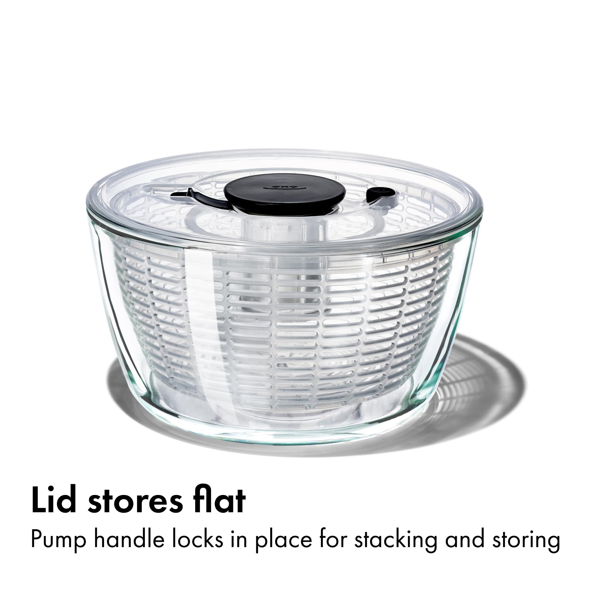 OXO Good Grips Glass Salad Spinner almacenamiento compacto con tapa